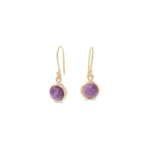 10K Semi-Precious Stone Drop Earrings in Amethyst
