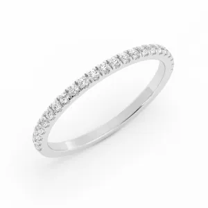 10K White Gold Round Pave Half Shank Lab Grown Diamond Wedding Band