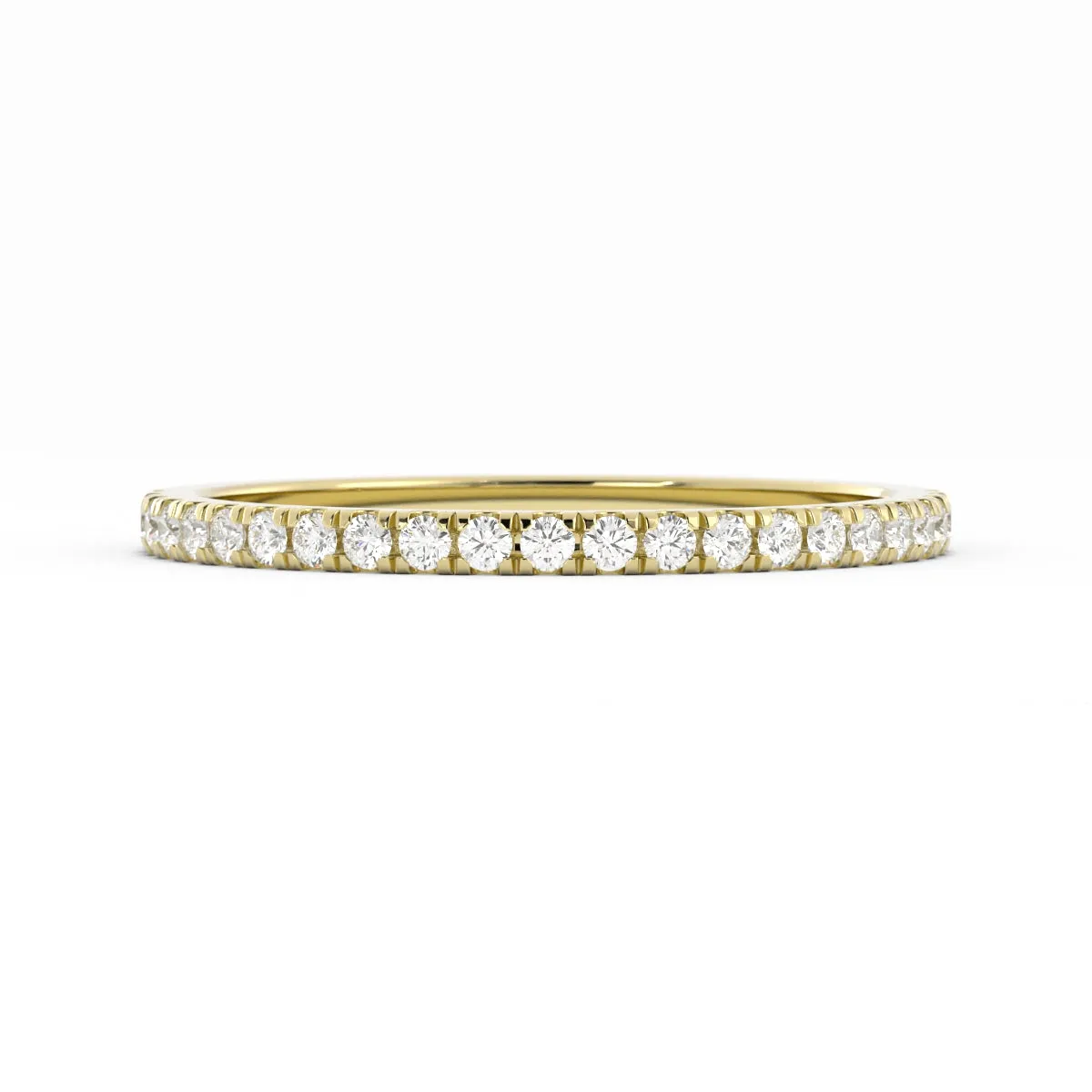 10K Yellow Gold Round Pave Half Shank Lab Grown Diamond Wedding Band