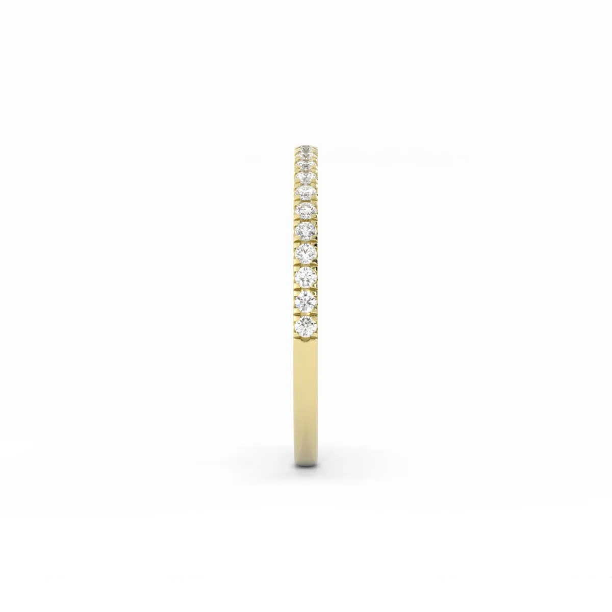 10K Yellow Gold Round Pave Half Shank Lab Grown Diamond Wedding Band