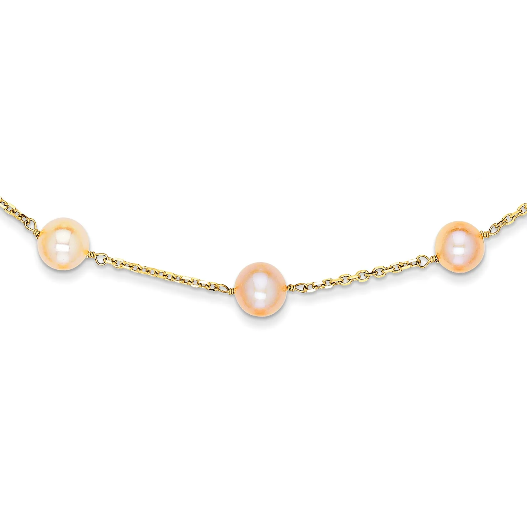 14K Gold Freshwater Pearl Necklace with Elegant Cream Hue