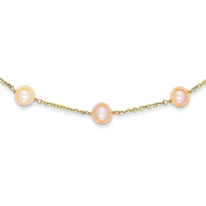14K Gold Freshwater Pearl Necklace with Elegant Cream Hue