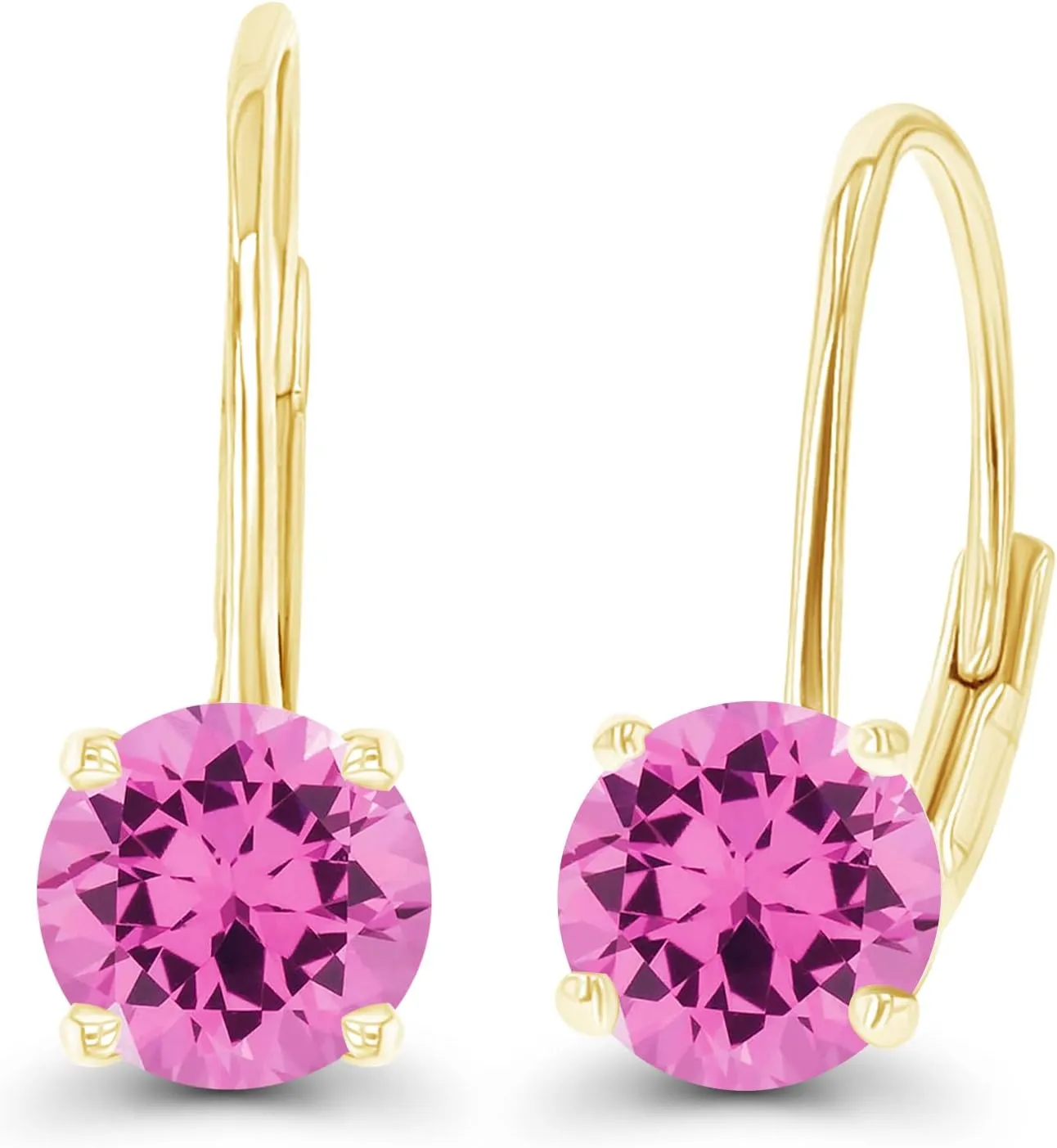 14k Gold Plated 925 Sterling Silver 5mm Round Hypoallergenic Genuine Birthstone Leverback Earrings
