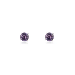 14k Gold Round Amethyst Studs
