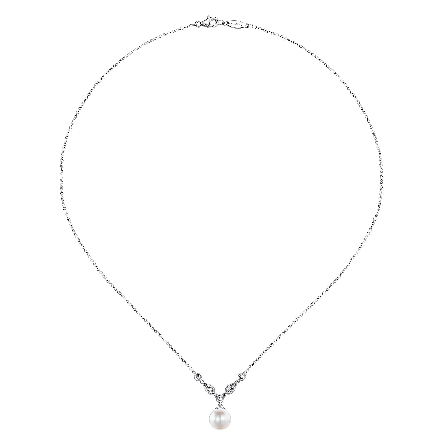 14K White Gold Cultured Pearl and Diamond Accent Necklace NK1420W45PL