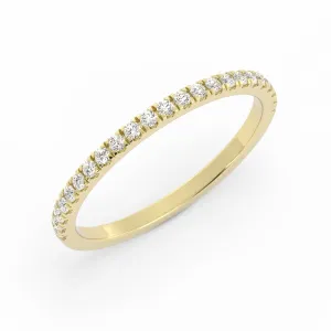14K Yellow Gold Round Pave Half Shank Natural Diamond Wedding Band