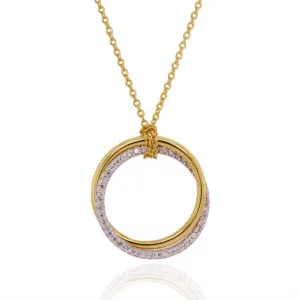 18ct Yellow And White Gold 0.14ct Diamond Double Circle Necklace