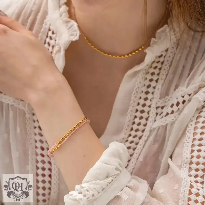 18K Gold Beaded Necklace Or Bracelet