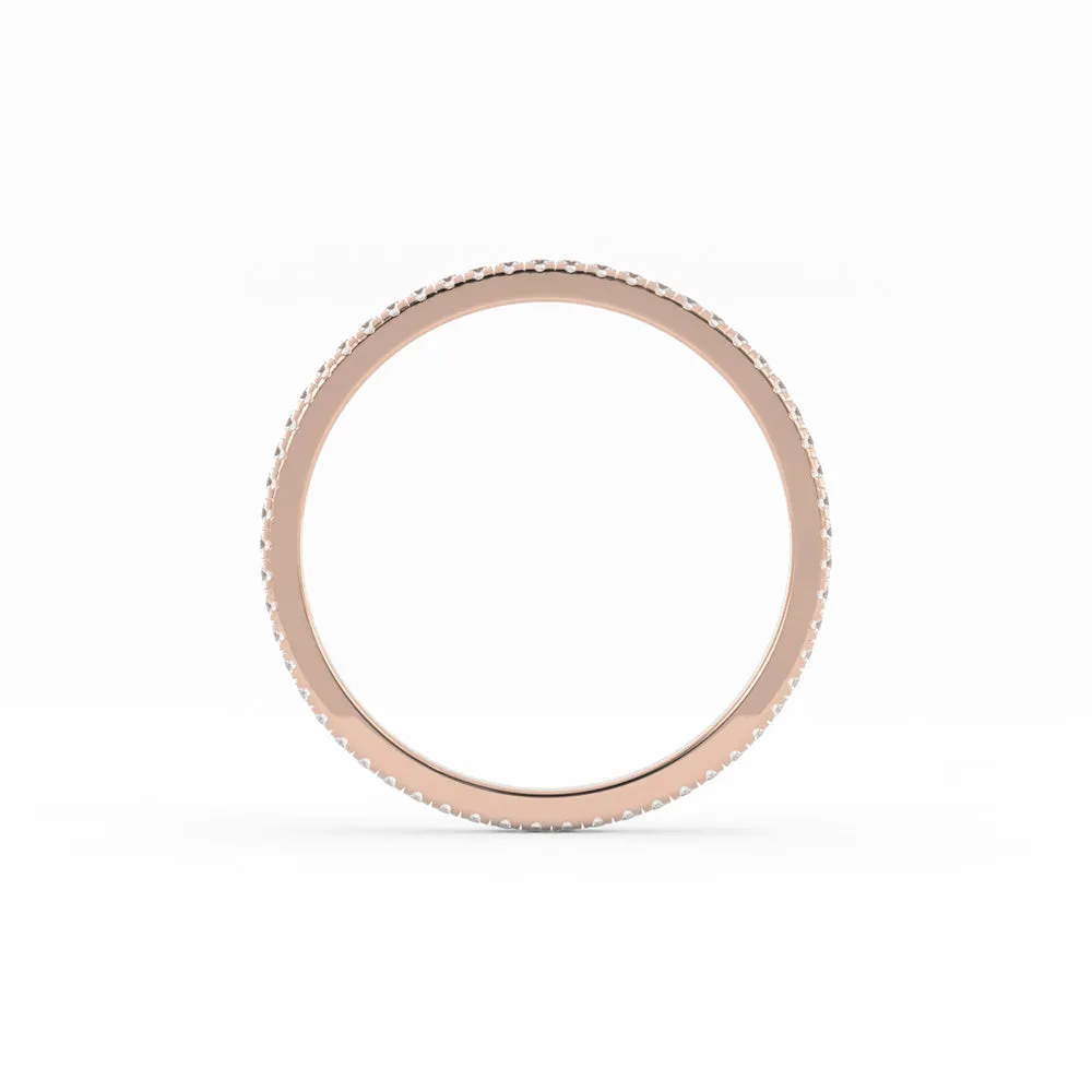 18K Rose Gold Moissanite Eternity 1.7mm Wedding Band