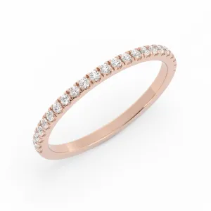 18K Rose Gold Round Pave Half Shank Moissanite Wedding Band