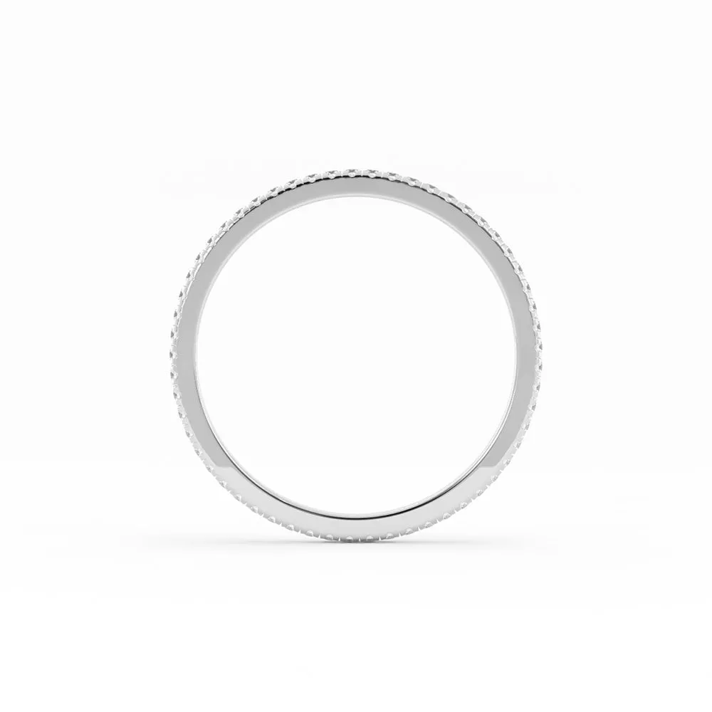 18K White Gold Round Lab Grown Diamond Eternity 1.7mm Wedding Band