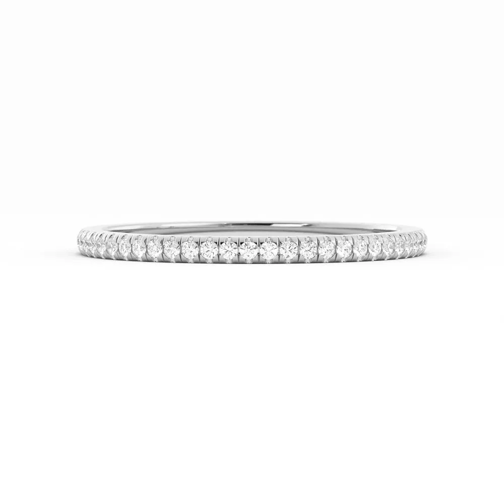 18K White Gold Round Lab Grown Diamond Eternity 1.7mm Wedding Band