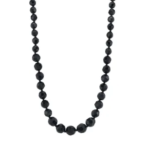 1928 Jewelry Graduated Black Glass Beaded Necklace 15"   3" Extender