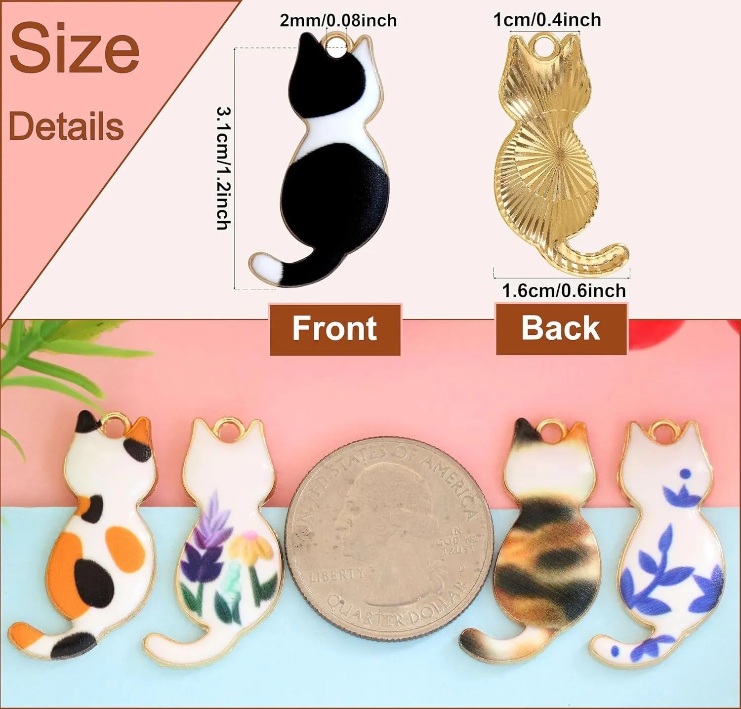 32 Pieces Enamel Cat Charms for Jewelry Making and Crafting - Cute Kitty Charm for Bracelets Earrings Necklaces Pendants Keychains Crafts (32Pcs Cat-C)