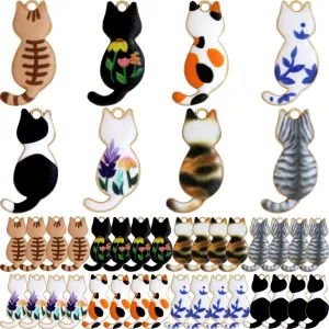 32 Pieces Enamel Cat Charms for Jewelry Making and Crafting - Cute Kitty Charm for Bracelets Earrings Necklaces Pendants Keychains Crafts (32Pcs Cat-C)