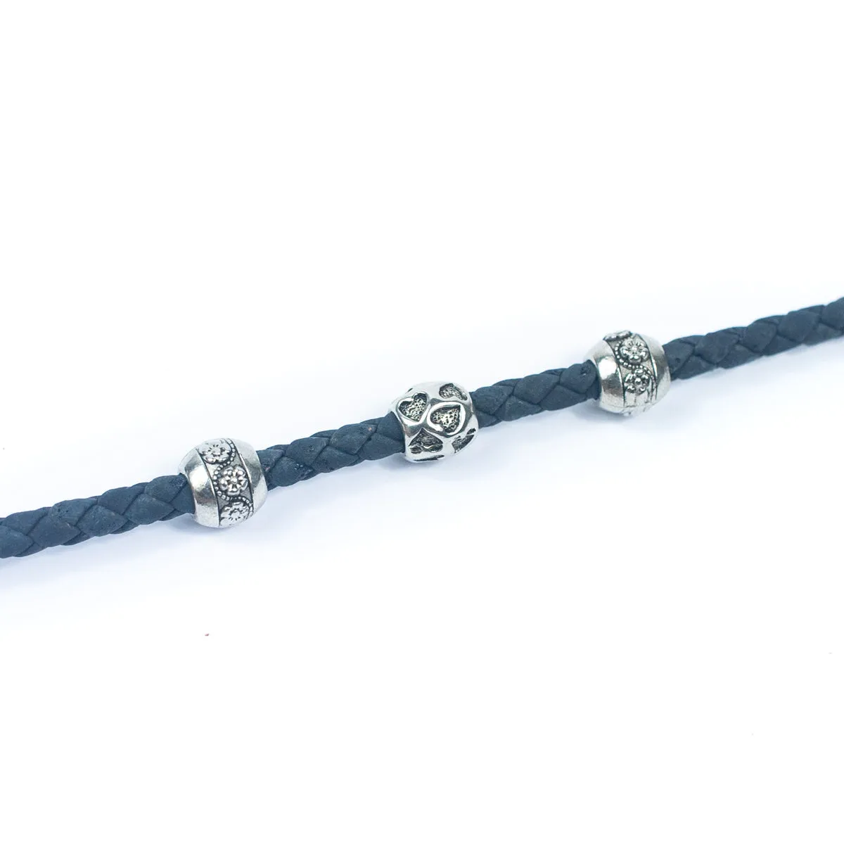 5mm Black/Blue Braided Cork Jewelry Crafting Cord COR-327 (10Meters)
