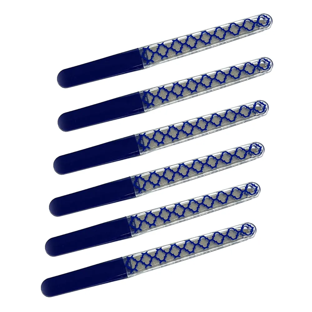 6 Pc Sapphire Nail Files Metal Stainless Steel Dual Sided Manicure Emery Boards