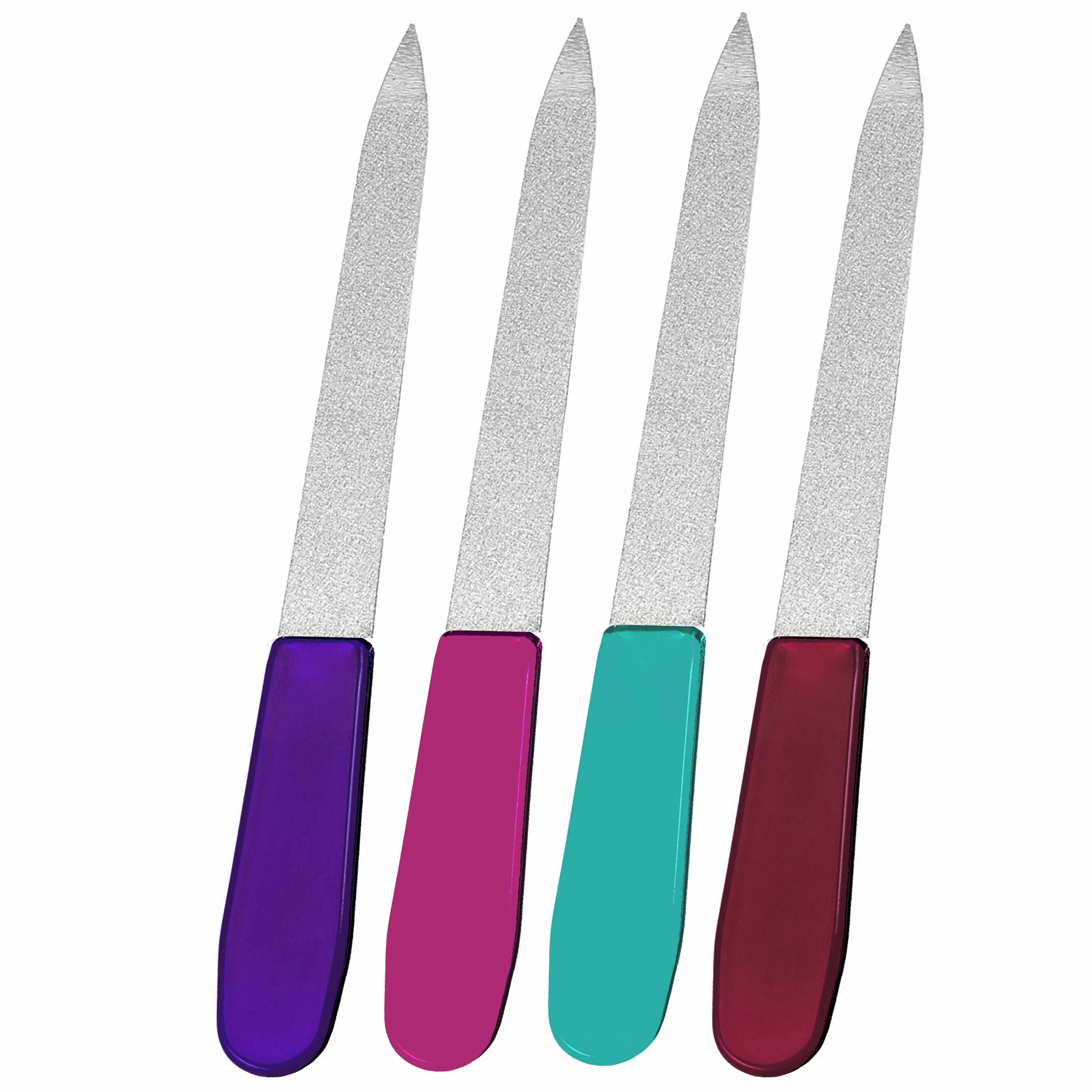 6 Pc Sapphire Nail Files Metal Stainless Steel Dual Sided Manicure Emery Boards