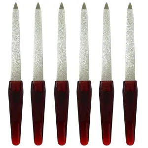 6 Pc Sapphire Nail Files Metal Stainless Steel Dual Sided Manicure Emery Boards