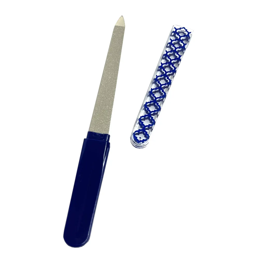 6 Pc Sapphire Nail Files Metal Stainless Steel Dual Sided Manicure Emery Boards