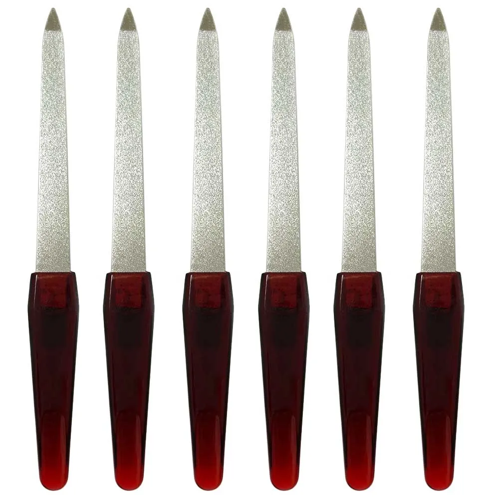 6 Pc Sapphire Nail Files Metal Stainless Steel Dual Sided Manicure Emery Boards