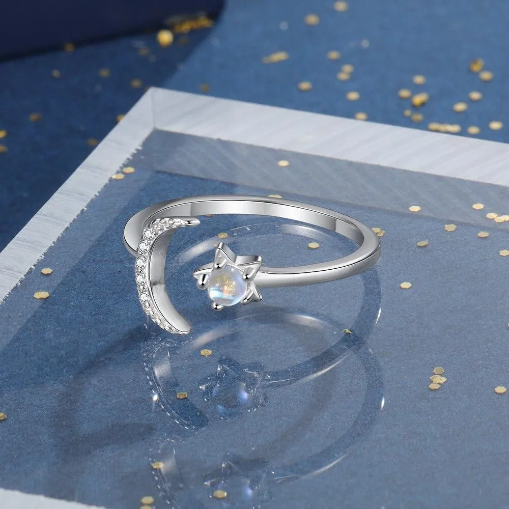925 Sterling Silver Moon Ring