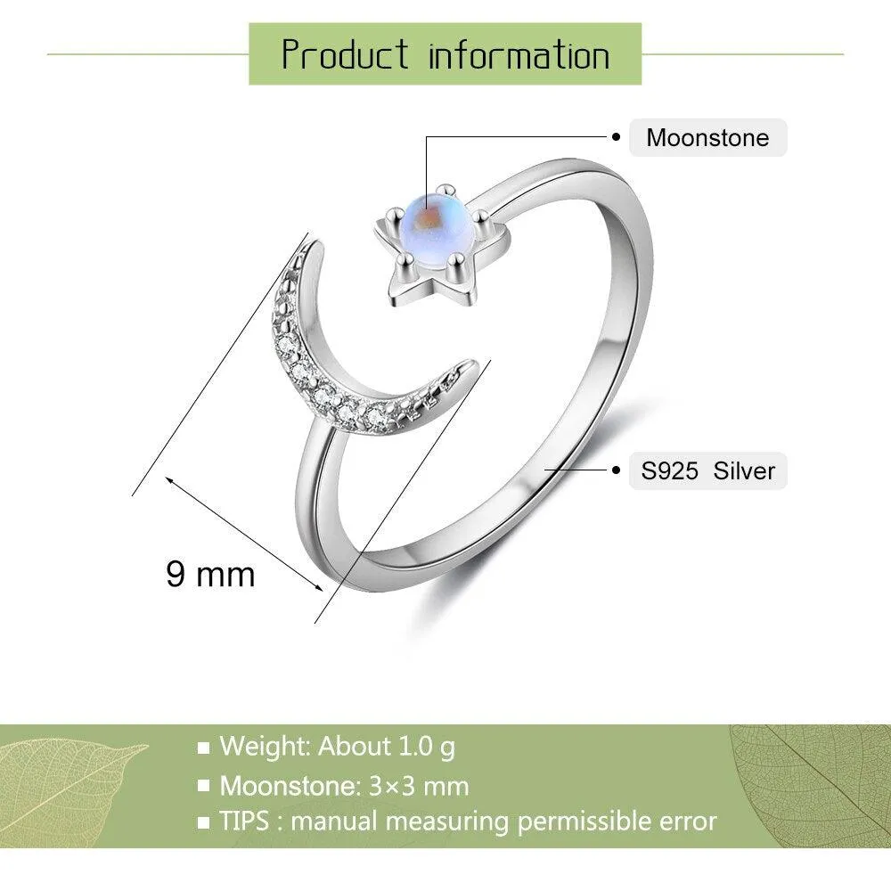 925 Sterling Silver Moon Ring