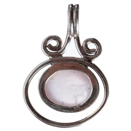 925 Sterling Silver Natural Gemstones Rose Quartz Pendant FJSVP2050