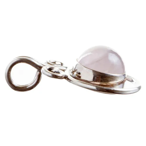 925 Sterling Silver Natural Gemstones Rose Quartz Pendant FJSVP2050
