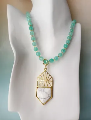 Ada Deco Mint Howlite Long Necklac