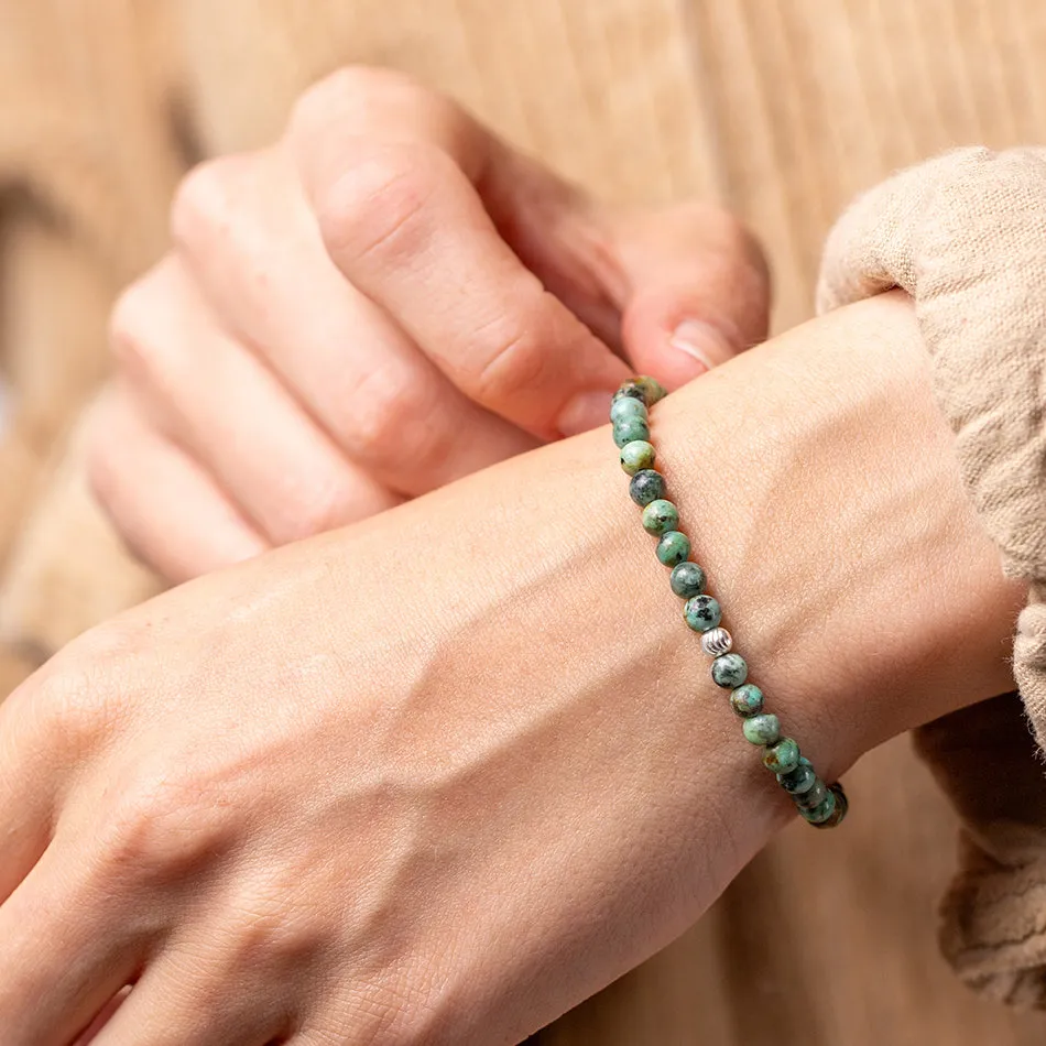 African Jasper Gemstone Bracelet 4mm