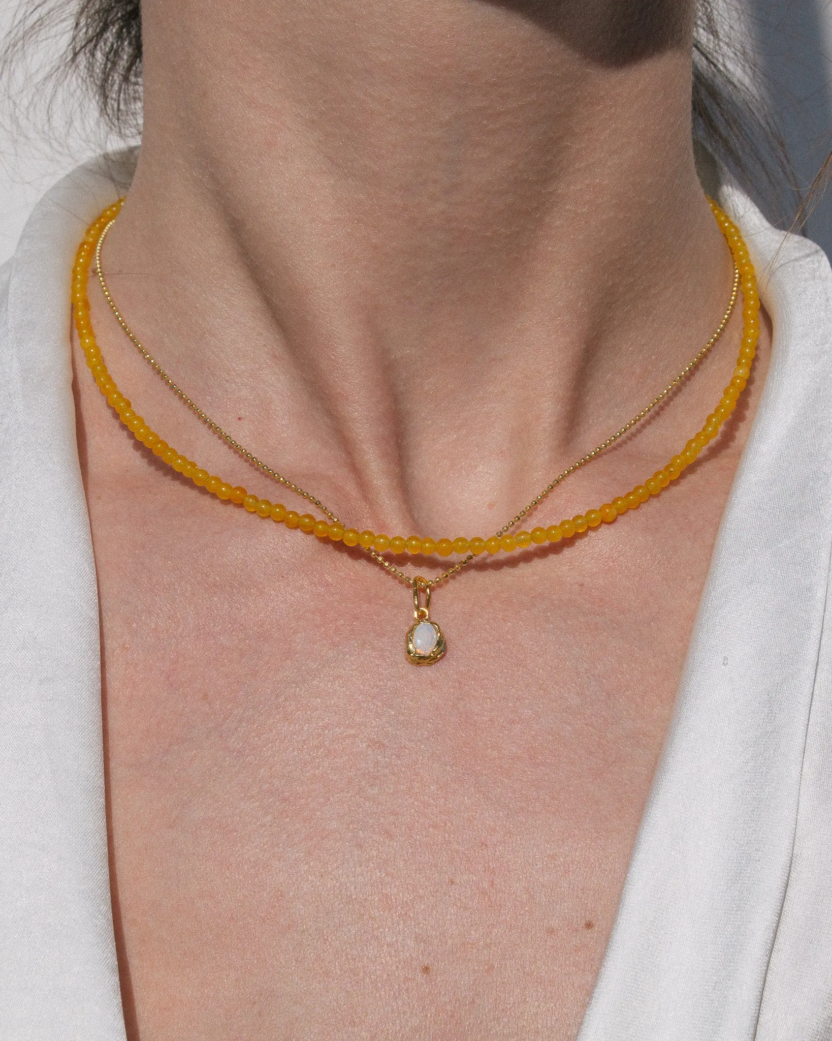 Agate Gemstone Necklace in Yellow