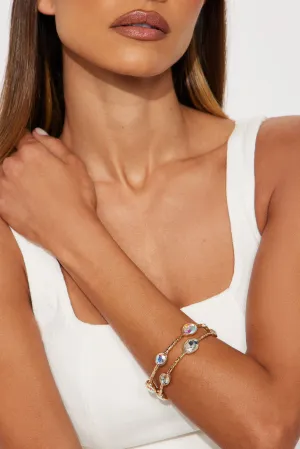 Alma Jeweled 2 Piece Bangle Set  - Gold