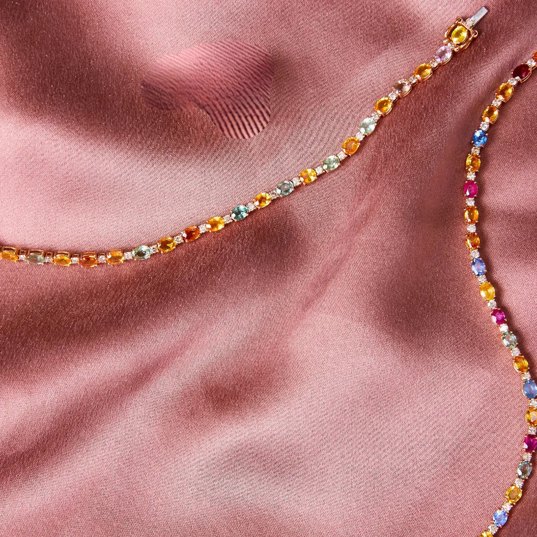 Amelia Paisley Colourstone Diamond Tennis Bracelet