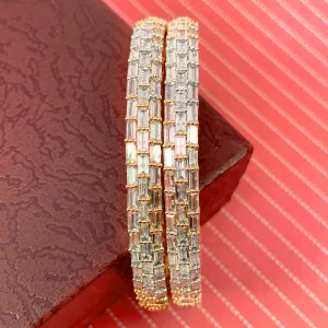 American Diamond and Rose-Gold Bangles (Design 10)
