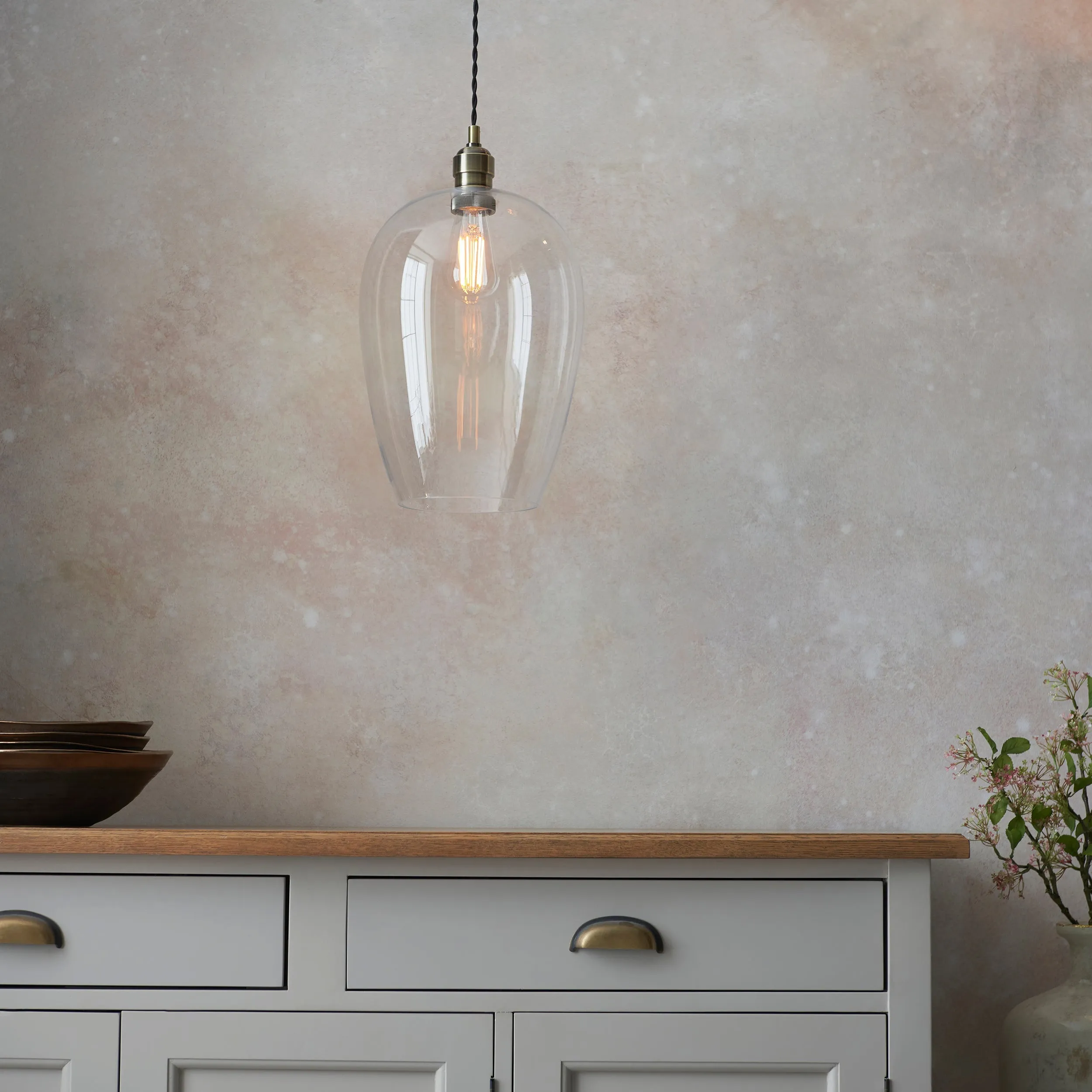 Amos Lucid Pendant Antique Brass Large