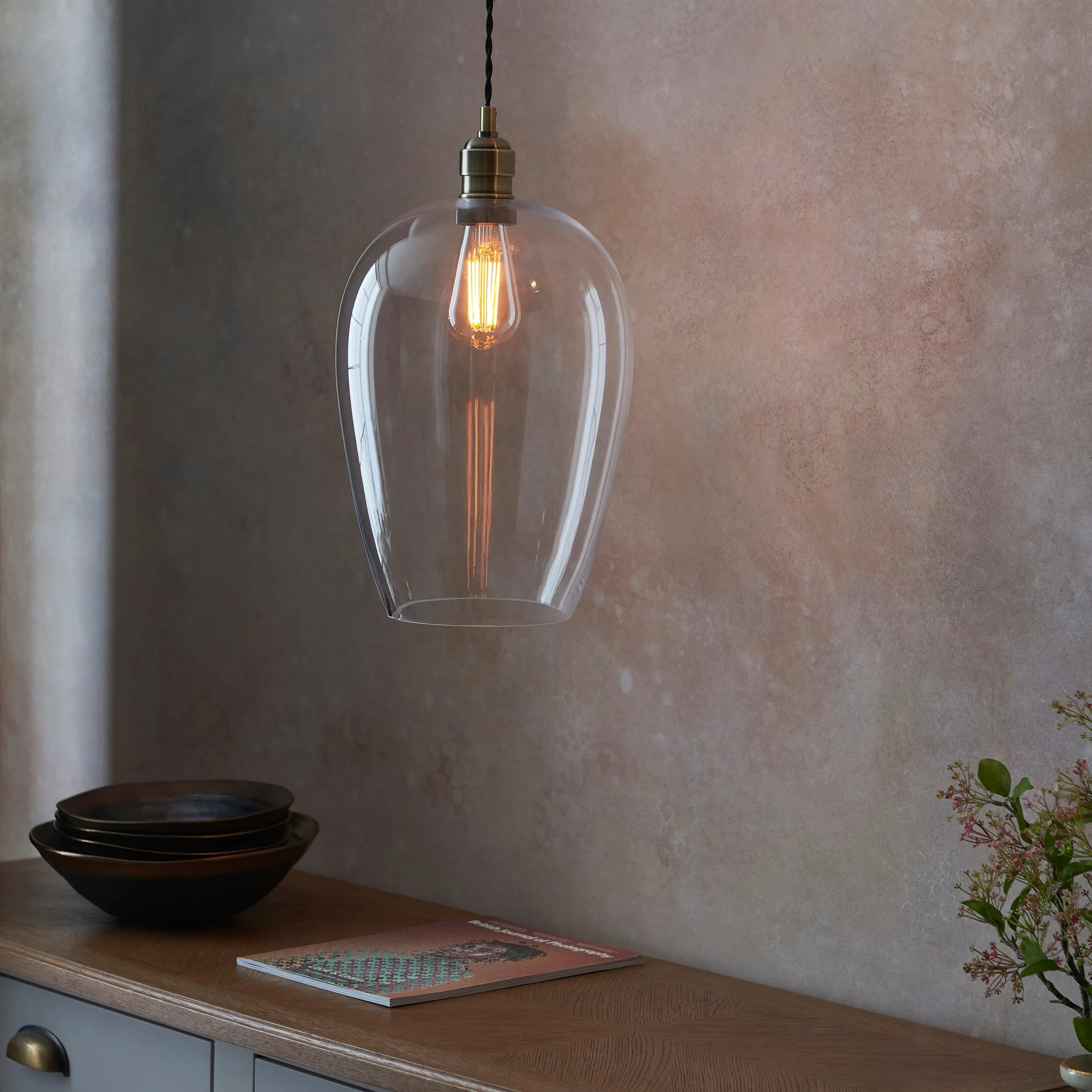Amos Lucid Pendant Antique Brass Large