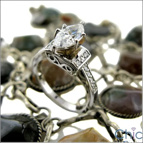 Anniversary 1 Ct marquise Pave Cubic Zirconia Cz Ring