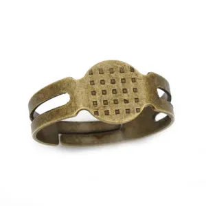 Antique Bronze, Adjustable Ring Blanks Base with 8mm pad ,Sold 100PCS  Per Lot