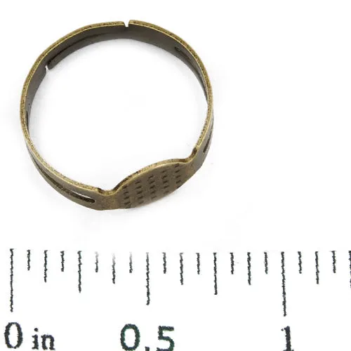 Antique Bronze, Adjustable Ring Blanks Base with 8mm pad ,Sold 100PCS  Per Lot