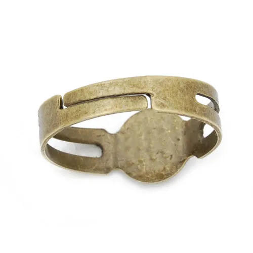 Antique Bronze, Adjustable Ring Blanks Base with 8mm pad ,Sold 100PCS  Per Lot