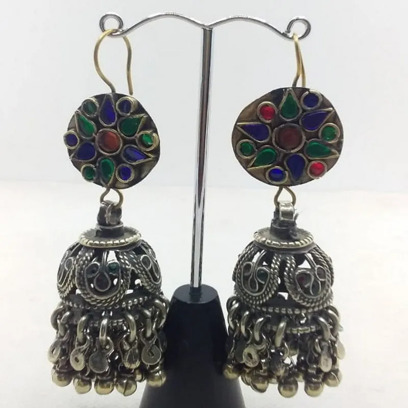 Antique Tribal Glass Stones Jhumka Earrings