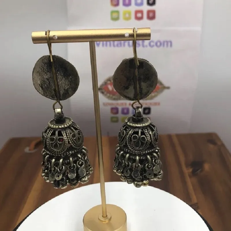 Antique Tribal Glass Stones Jhumka Earrings