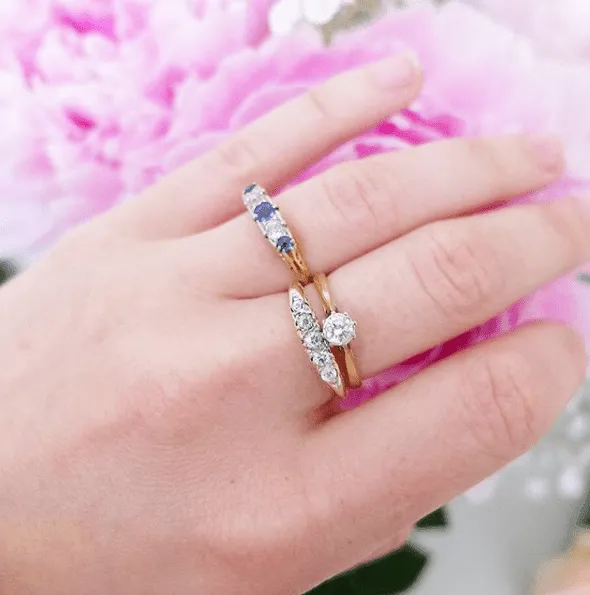 Antique Victorian 1849 Diamond & 18ct Gold Gemstone Engagement Ring | 0 / 7.5