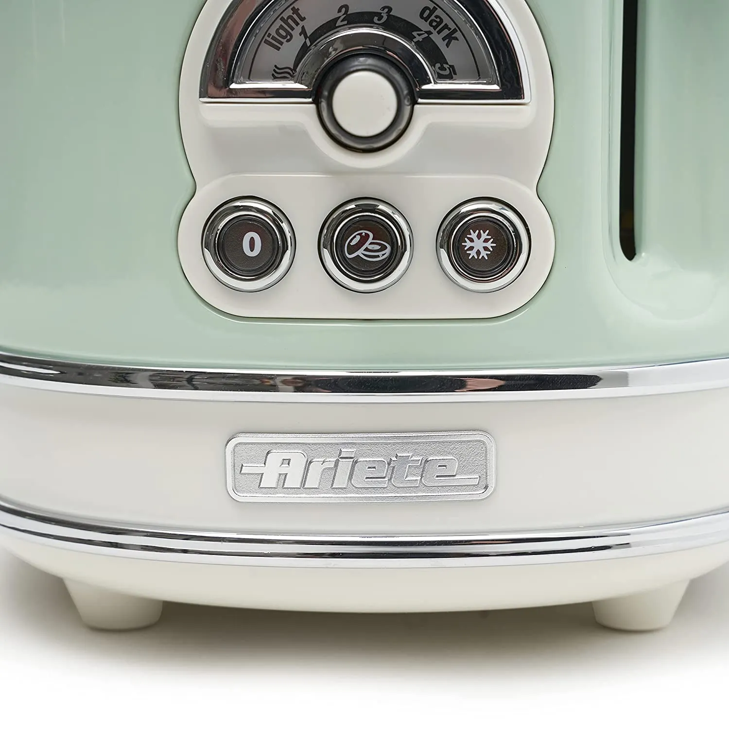 Ariete 155 Vintage 2 Slice Toaster, 810 watt, 6 toasting levels, in stainless steel painted in pastel green colour