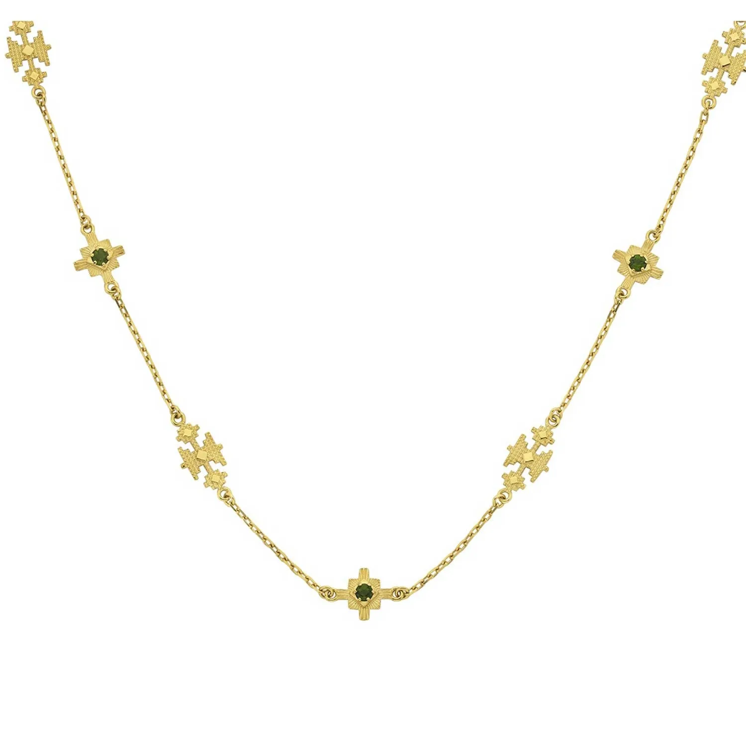 AYLLU Gold Plated Necklace with Chrome Diopside