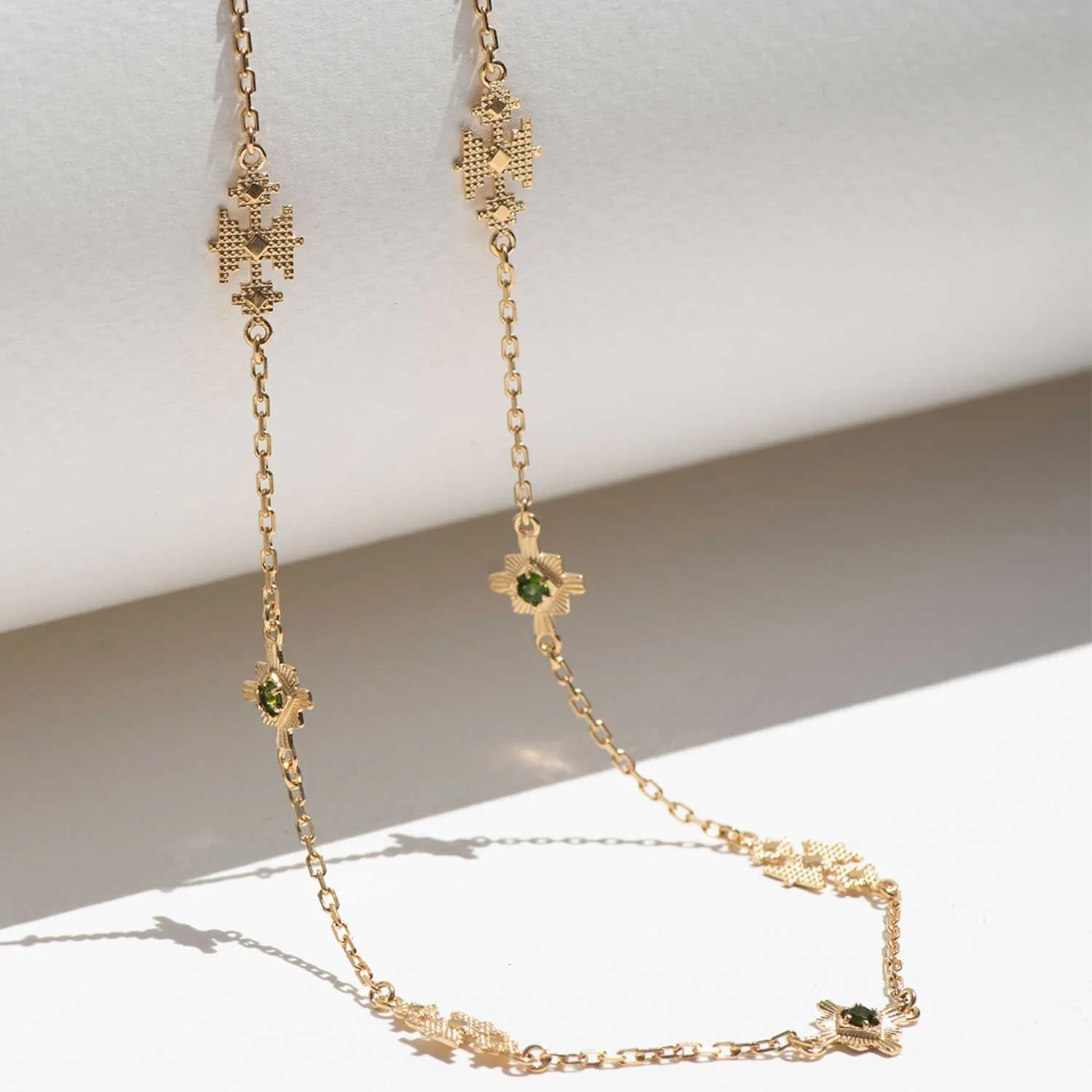 AYLLU Gold Plated Necklace with Chrome Diopside