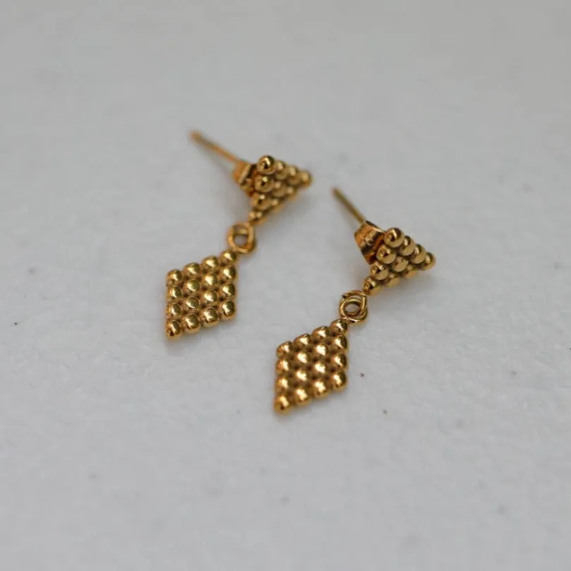 Ball Beaded Rhombus Earrings