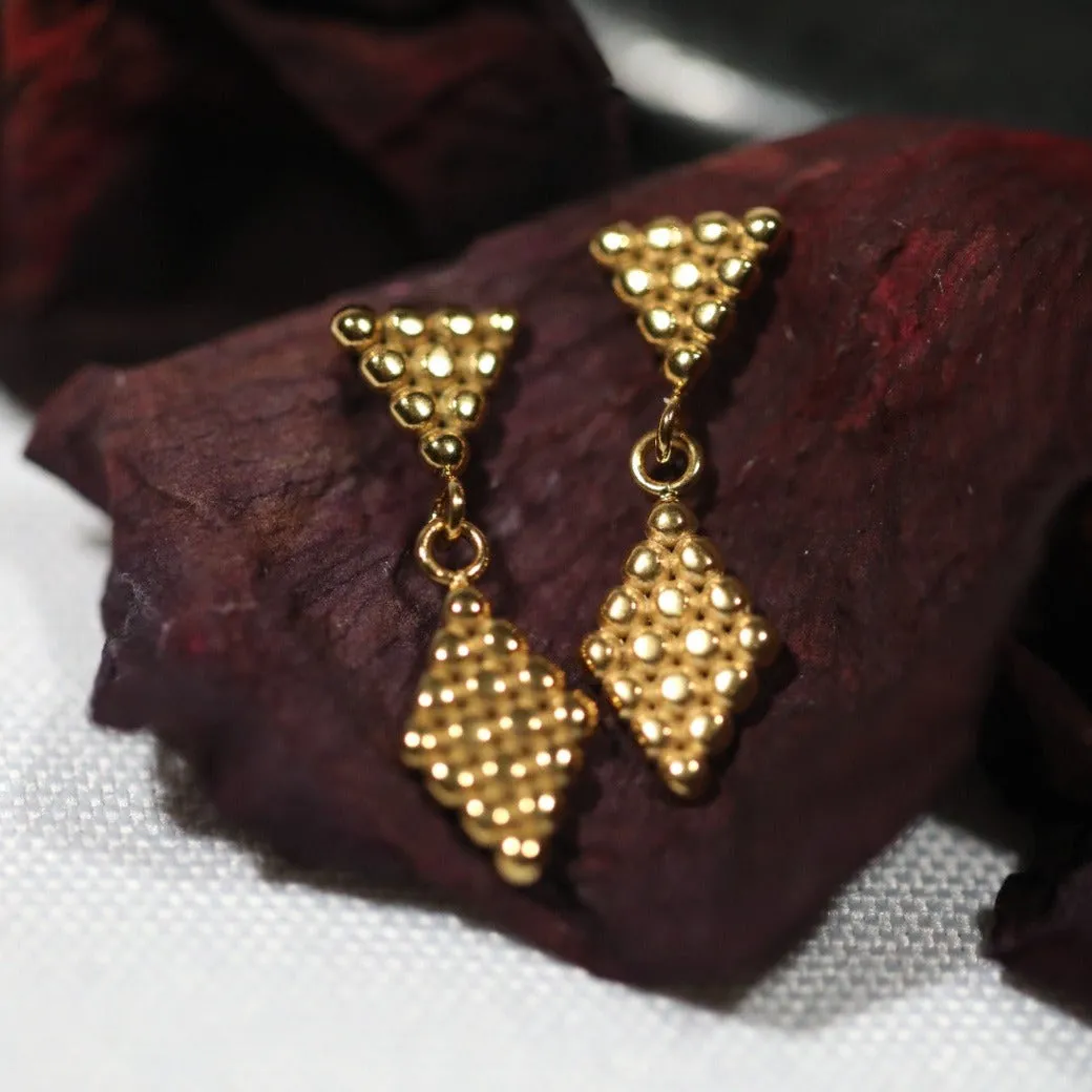 Ball Beaded Rhombus Earrings