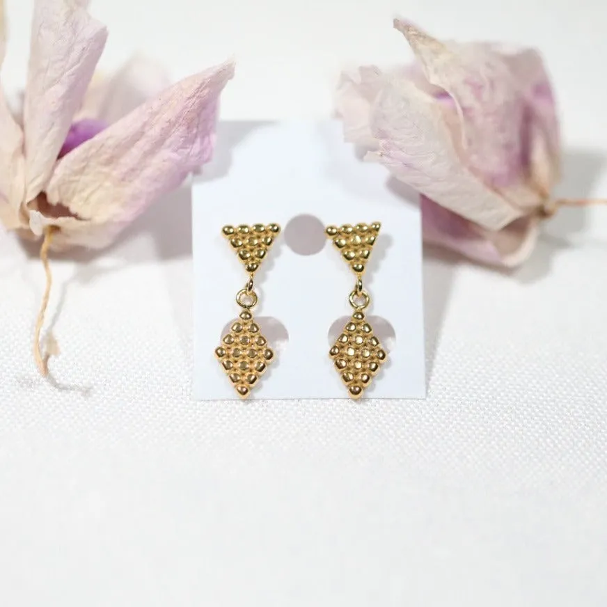 Ball Beaded Rhombus Earrings